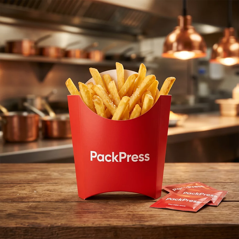 Individuell bedruckte Pommes-Schütten