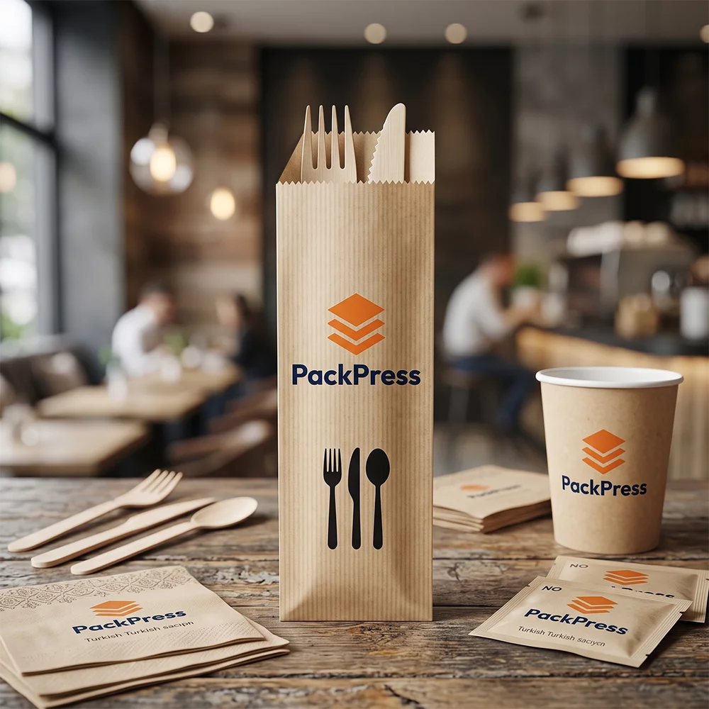 Bestecktaschen aus Papier – Individuell bedruckbar mit Logo