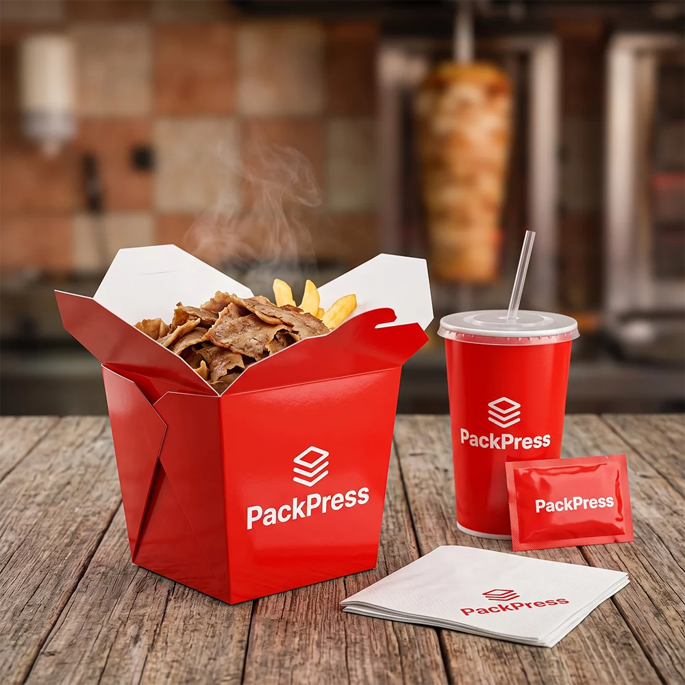 Döner- & Food-Boxen (Eckig, faltbar) mit Logo